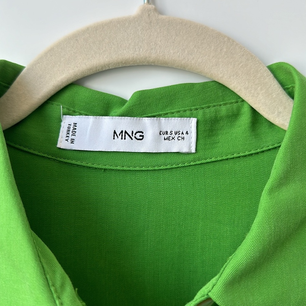 NEW Mango Soft Blouse Shirt - Grass Green - Picture 3 of 4